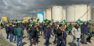 DENUNCIA EN LA CALLE CONTRA LA ESPECULACIÓN CON EL CARBURANTE Y ENCARECIMIENTO DE FERTILIZANTES