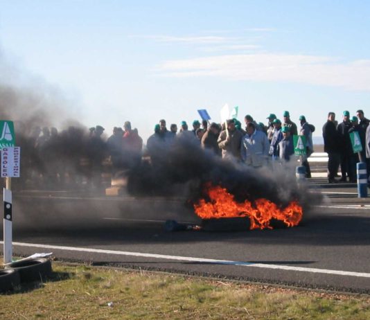 CERCA DE MIL AGRICULTORES CORTAN LAS AUTOVÍAS EN LEÓN EN PROTESTA POR LA SUBIDA DEL GASÓLEO