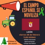 Convocatoria de tractorada en León el viernes día 28 de febrero
