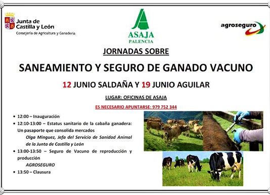 Jornadas sobre el seguro ganadero en Saldaña (12 de junio) y Aguilar (19 de junio)