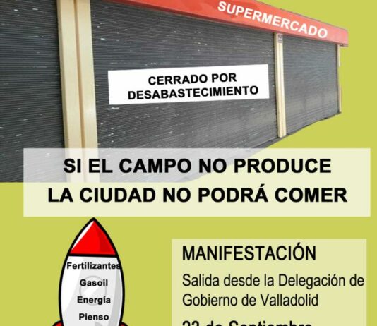 Acto de protesta en Valladolid el próximo 23 de septiembre contra los altos costes de producción que sufre el sector agrario