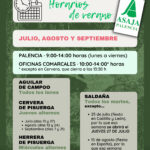 Horario de verano (julio, agosto y septiembre) en las oficinas de ASAJA-Palencia