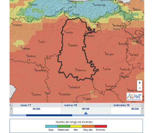 Alerta de riesgo de incendios forestales para este lunes 17 y martes 18 en toda Castilla y León