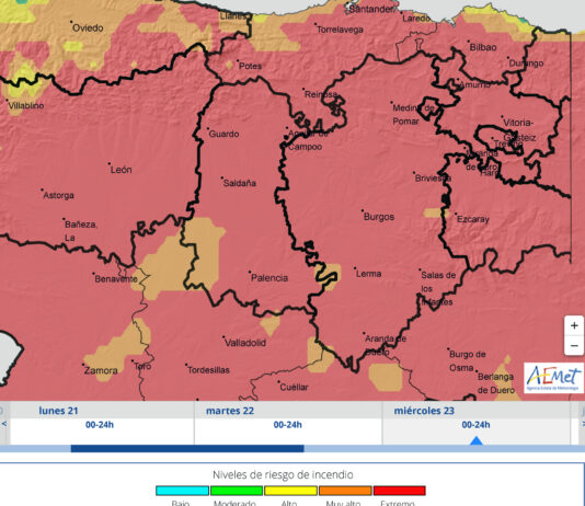 La Junta declara la alerta de riesgo de incendios forestales hasta el miércoles 23