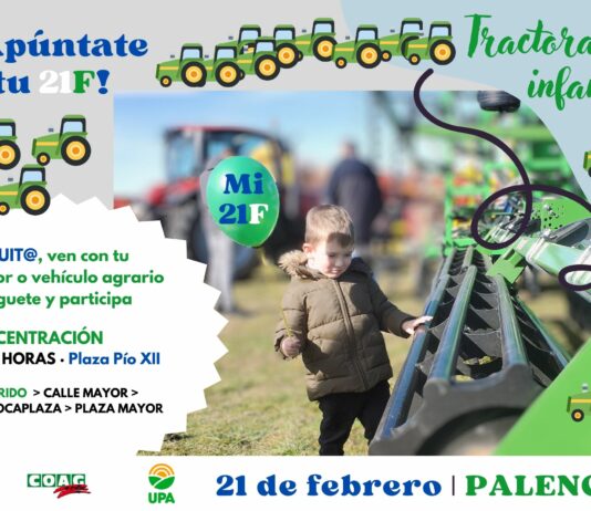 ASAJA organiza una tractorada infantil en Palencia para la tarde del miércoles 21 de febrero