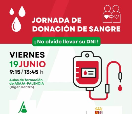 ASAJA-Palencia colabora este viernes 19 de junio en una nueva jornada de donación de sangre