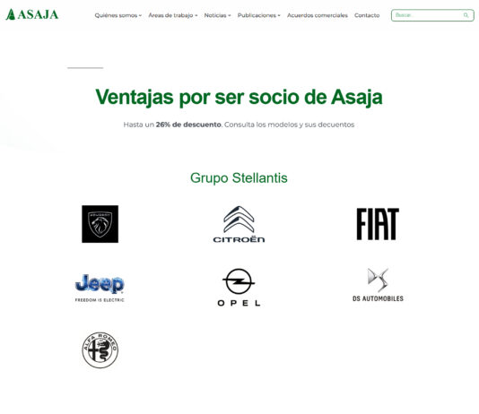 Los socios de ASAJA pueden obtener descuentos de hasta el 26,5 % en vehículos del grupo Stellantis