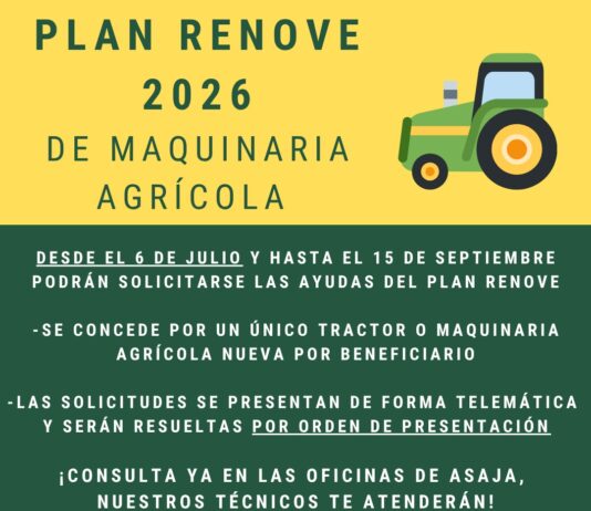 Convocadas las ayudas del Plan Renove de maquinaria agrícola 2026