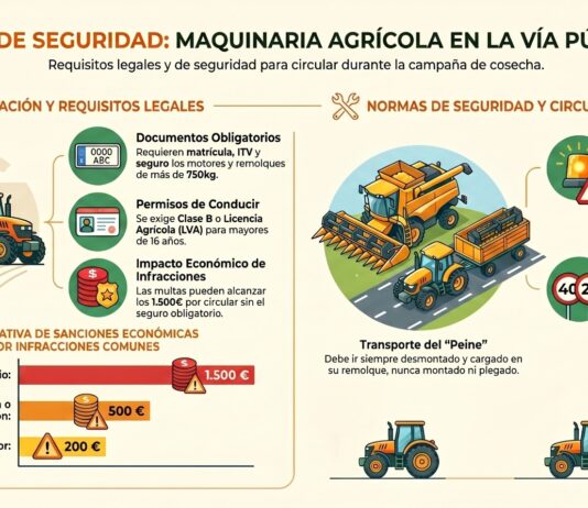 Maquinaria agrícola en la vía pública: la Guardia Civil aclara las dudas para la campaña de cosecha