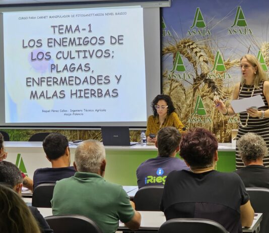 ASAJA organiza en noviembre en Aguilar de Campoo un curso básico de aplicador de fitosanitarios