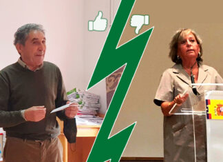 Abril 2022: azucarillo para el agricultor Diego Vacas; y galleta, para la presidenta de la Confederación Hidrográfica del Duero, Cristina Danés