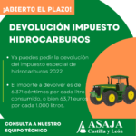 Ya puedes solicitar en ASAJA la devolución del impuesto especial de hidrocarburos 2022