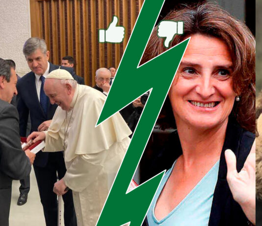 Enero de 2023: Azucarillo, al Papa Francisco; y galleta compartida, para María Jesús Lafuente y Teresa Ribera