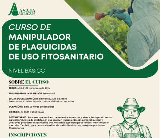 ASAJA Salamanca organiza un curso de manipulador de plaguicidas de uso fitosanitario – Nivel básico