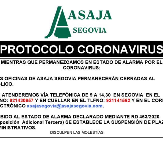 PROTOCOLO CORONAVIRUS ASAJA SEGOVIA