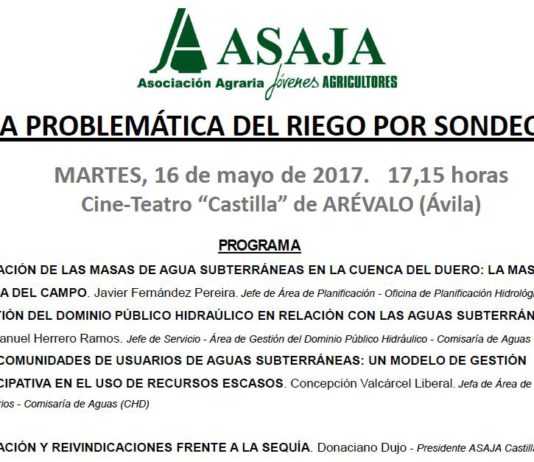 ASAJA organiza una jornada para analizar los problemas del riego por sondeo en el centro sur de Castilla y León ASAJA organiza una jornada para analizar los problemas del riego por sondeo en el centro sur de Castilla y León