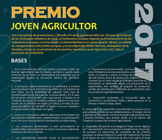 ASAJA convoca los premios nacionales joven agricultor 2017 ASAJA convoca los premios nacionales joven agricultor 2017