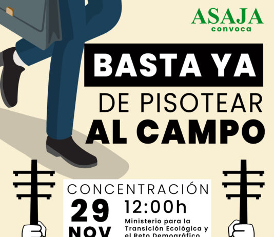 El martes 29, protesta de ASAJA por las políticas lesivas del Ministerio de Transición Ecológica en tarifas eléctricas, regadíos y protección del lobo