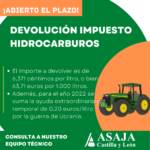 Ya puedes solicitar en ASAJA la devolución del impuesto especial de hidrocarburos 2022